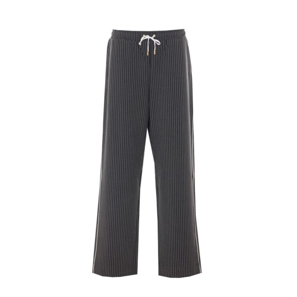 Liu Jo Women Pinstriped Pants With Lace Insert
